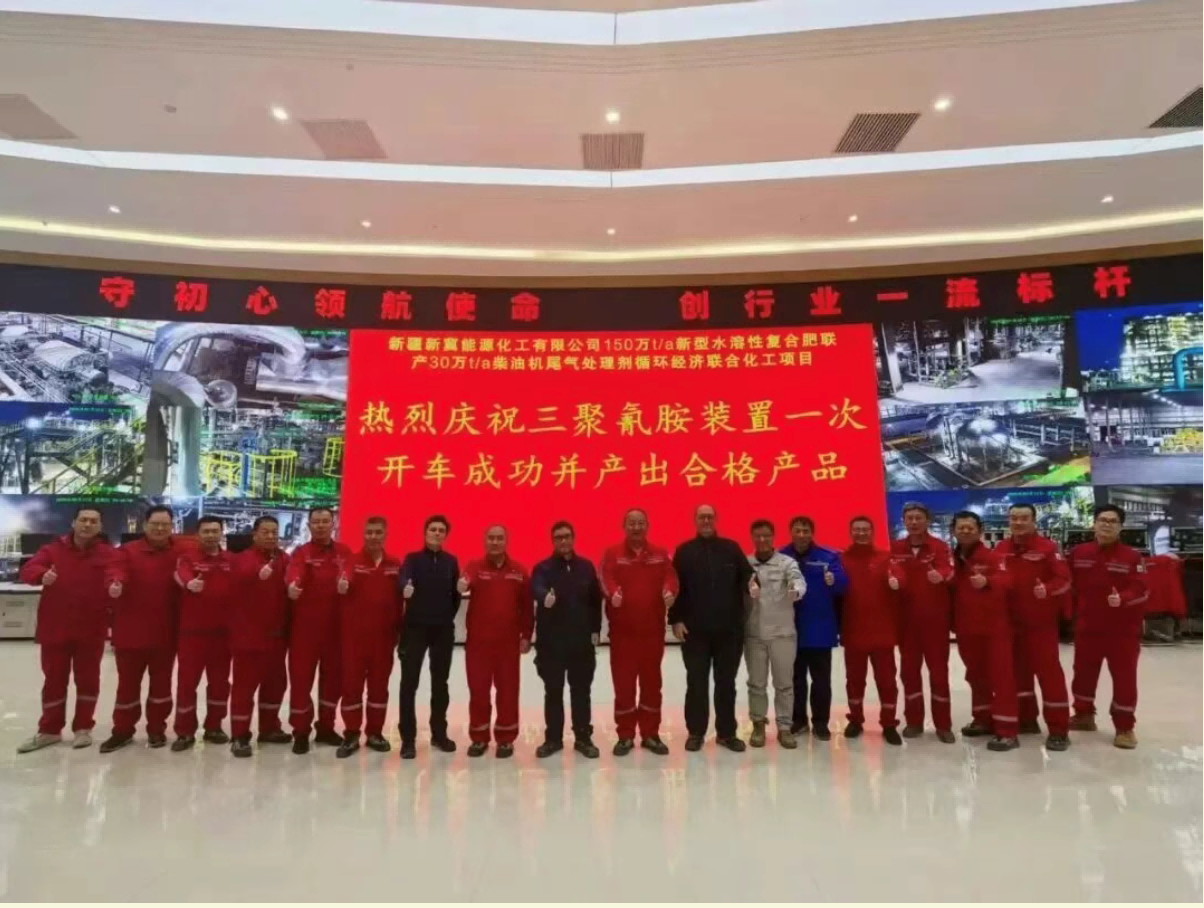 新疆新冀能源项目三聚氰胺装置一次投料成功