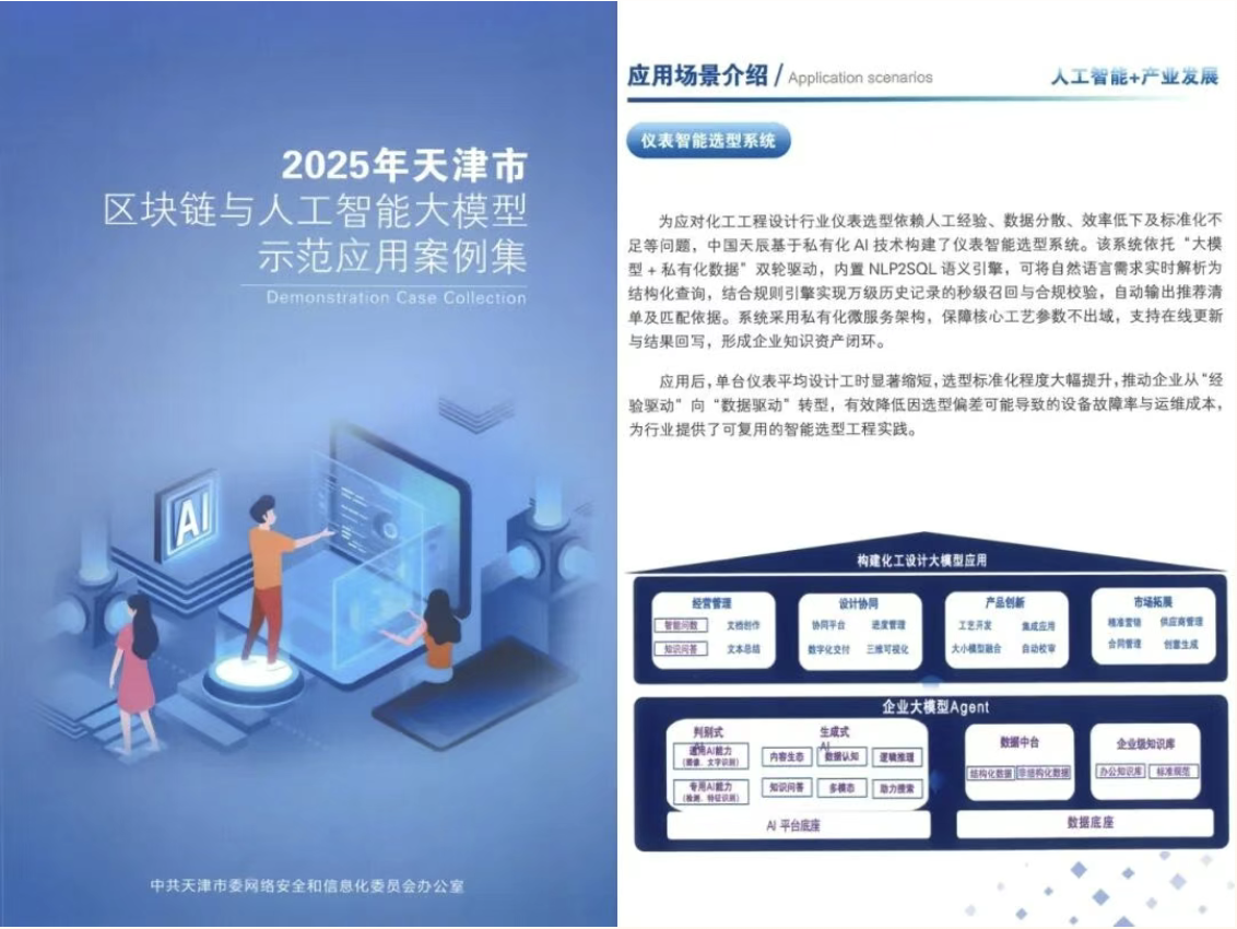 喜报!公司仪表智能选型系统入选《2025年天津市区块链与人工智能大模型示范应用案例集》